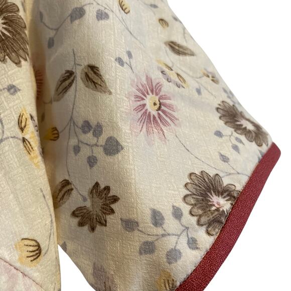 Vintage White Purple Floral Drop Waist Knee Length Kimono Silk Dress Size Medium - Picture 12 of 16